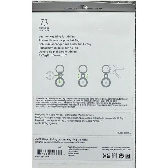 Genuine Apple Leather Key Ring for AirTag Midnight MMF93ZM/A - Picture 2 of 2